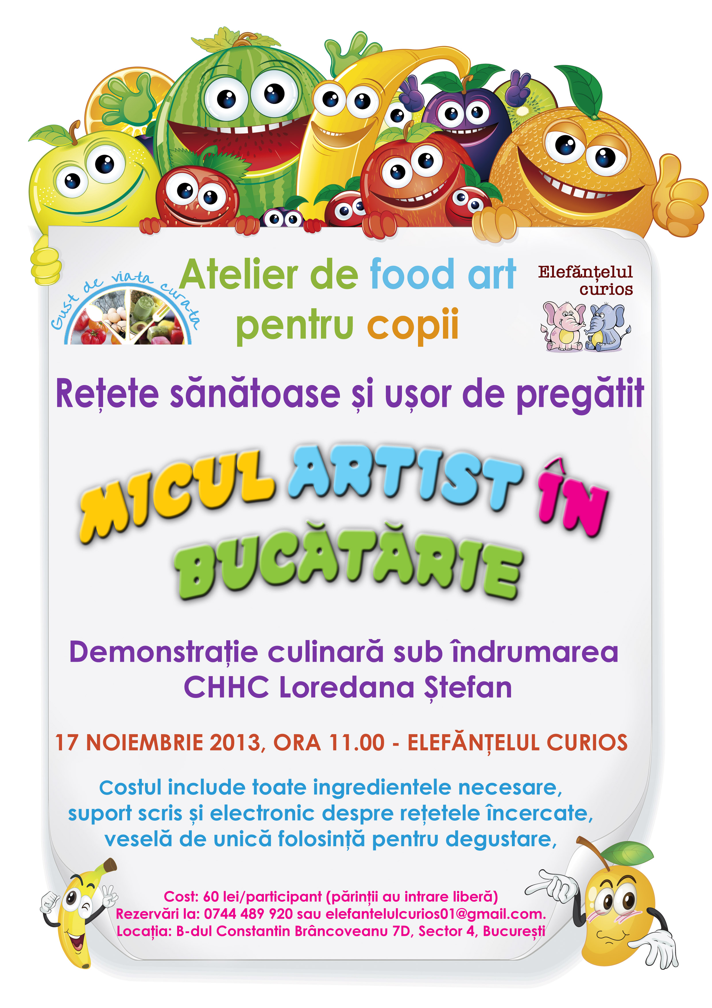 afis FOOD ART ELEFANTELUL CURIOS _TEL.ORANGE